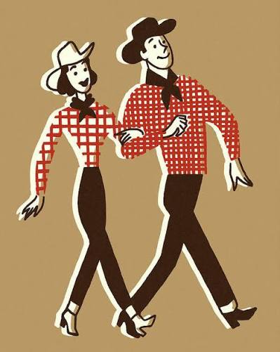 Walking Cowgirl and Cowboy Art Print