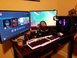 My Cleanest Setup So Far Computer Setup Laptop Gaming Setup Gaming Room Setup