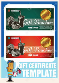 Gift voucher template vector illustration fastfood concept. Gift Certificate Voucher Coupon Fast Food Template Modern Style Gift Voucher Card Template With Colorful Pattern Vector Format Eps10 Royalty Free Cliparts Vectors And Stock Illustration Image 47926600