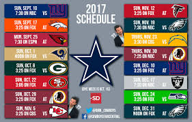 Dallas cowboys schedule for the 2021 nfl season. Cowboys Full 2017 Schedule Dallas Opens At Home Vs Giants On Snf Plays Five Primetime Games
