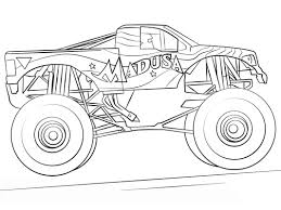 This truck was designed after the batmobile, with a pair of wings and afterburners in the back. Max D Monster Truck Coloring Page Free Printable Coloring Pages For Kids