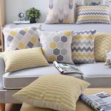 Grey And Yellow Geometric Cushion Covers Yellow Pillows Ikea Pillows Pillows