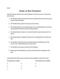 The third president of the united states was one of the contributing writers of the declaration of independence. Presidential Roles Worksheets Teaching Resources Tpt