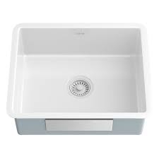 Another enameled cast iron option, this one has two generously sized bowls for home cooks who prefer to. Kraus Undermount Porcelain Enamel Steel 21 Inch Single Bowl Kitchen Sink In White The Home Depot Canada