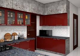 Deep Red Printed Grey Kitchen Grey Counter Top Kitchen Cabinets Modular Kitchen Cabinets Kitchen Furniture Design Kitchen Cabinets