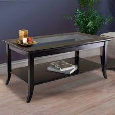 Square stainless coffee table with tempered glass top: Genoa Coffee Table Glass Top Espresso Winsome In 2021 Coffee Table Glass Top Coffee Table Rectangular Glass Coffee Table