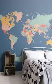 Navigator World Map Mural Teenage Wallpaper Designs Bedroom Themes For Women 11 Interior Design Bedroom Teenage Wallpaper Bedroom Boys Bedroom Wallpaper