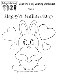 Valentine's day hearts coloring sheet ». Kindergarten Valentine S Bunny Coloring Worksheet Printable Valentine Worksheets Kindergarten Valentines Valentine Coloring Pages