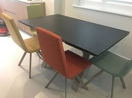 Small Xenon Ceramic Top Extendable Dining Table With Multi Coloured Candy Dining Chairs Delivered To Our Client In We Ceramic Dining Table Dining Dining Table