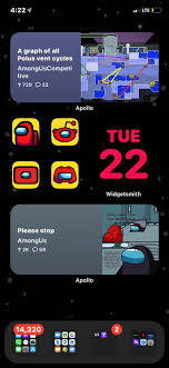 After A Lot Of Planning And Replanting And A Little Photoshop My Ios 14 Among Us Theme Is Done Amongus