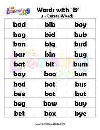 As anyone who has ever learned a language knows, translation between languages is difficult. Free Printable 3 Letter Words With B Worksheet 01 For Kids
