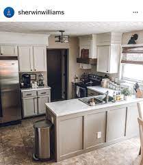 Sw Dover White Upper Sw Mega Greige Lower Sw Grecian Ivory Walls Greige Kitchen Greige Kitchen Cabinets Kitchen Set Cabinet
