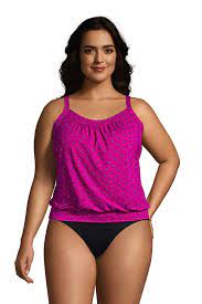 Women S Plus Size Blouson Tummy Hiding Tankini Top Swimsuit Adjustable Straps Lands End Purple 16w Swimsuit Tops Tankini Top Clothes For Women