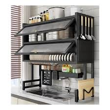 Organizador Escurridor Platos Platero 2 Niveles Con Tapa Acero Inoxidable Color Negro - Agaval