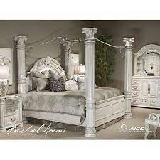 Aico Monte Carlo Ii Silver Pearl Bedroom Suite By Michael Amini Canopy Bedroom Sets Silver Bedroom King Bedroom Sets