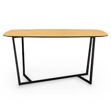 Plateau espace entre les 2 plateaux : Table A Manger Design Industriel En Bois Et Metal Noir 6 Personnes Alanis