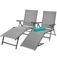This set of chaise lounge includes a matching rattan table. Best Choice Products Set Of 2 Outdoor Adjustable Folding Chaise Lounge Recliner Chairs For Patio Poolside Deck Target