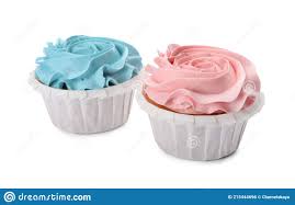 Bizcochos Baby Shower Con Crema Azul Claro Y Rosa Sobre Fondo Blanco Foto De Archivo Imagen De Objeto Aislado 215444696