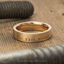 Roman Numeral 6mm 14k Rose Gold Comfort Fit Men S Wedding Band Matte Finish Mens Gold Wedding Band Mens Wedding Rings Unique Mens Yellow Gold Wedding Bands