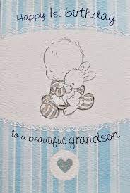 Therefore, when their grandson's birthday comes, they will definitely give him a lot of happy. Happy 1st Birthday To A Beautiful Grandson Greeting Card Envelope Baby New Busquets Birthdayg 1st Birthday Cards Happy Birthday Frame 1st Birthday Quotes