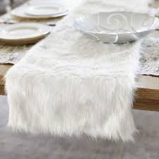 Fox Faux Fur White Table Runner White Faux Fur Shabby Chic Dining Room Table Runners