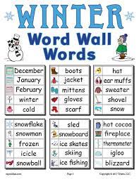 30 Winter Word Wall Words Winter Words Word Wall Fall Words