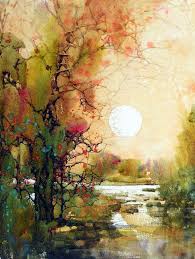Apply your new understanding of paint mixing as you mix and paint the first wash in your treescape. Watercolor Painting By Z L Feng Watercolor Landscape Paintings Landscape Paintings Acrylic Landscape Paintings