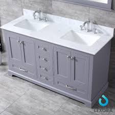 Check out our extensive range of bathroom sink vanity units and bathroom vanity units. Dukes 60 Dark Grey Double Vanity White Carrara Marble Top White Square Sinks And 58 Mirror Lexora