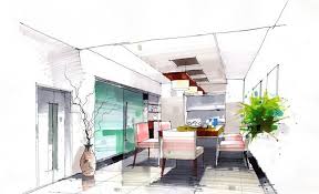 Espace Salle A Manger Moderne Dessin Deco Croquis D Interieur Croquis Architecture