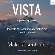 Vista Meaning In Enlgish English Words Learn English Words Good Vocabulary Words