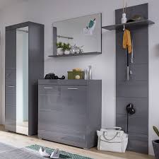 Komplett garderoben set in weiß und treibholz optik modern (vierteilig). Garderobe Amanda Hochglanz Grau Set 4 Teilig 233 Cm