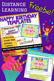 Happy Birthday Templates In Google Slides Perfect For Distance Learning In 2020 Classroom Birthday Happy Birthday Google First Youtube Video Ideas