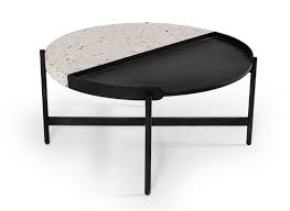 The construction of the coffee table is sleek and durable. Modrest Gemini Modern White Terrazzo Concrete Black Metal Coffee Table