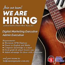 To lead and coordinate back office credit administrative tasks while ensuring the accounts receivable is up to date and reconciled with customer and banks in… Job Vacancy Digital Marketing One Stop Music Berhad Facebook
