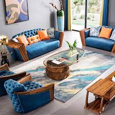 Made to order, sofas are available in a range of premium fabrics and. Home Used Button Design Leather Sofa Modern Style Solid Wood Furniture Zebrawood Headrest Blue Leather Sofa Set For Sale Buy Leather Sofa Set Button Design Blue Leather Sofa Solid Wood Frame Furniture Leather