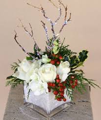 Holiday In The Snow Christmas Flower Arrangements Christmas Floral Arrangements Christmas Floral
