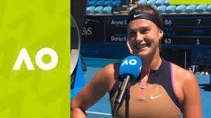 The australian open first round match between local star ashleigh barty and aryna sabalenka of belarus was marked by loud jeers from the crowd sabalenka's vocals also seemed to unsettle her australian opponent, who mouthed the phrase she's so loud to her coaching box between points. Aryna Sabalenka I Can T Stop Enjoying This 2r On Court Interview Australian Open 2021 Youtube