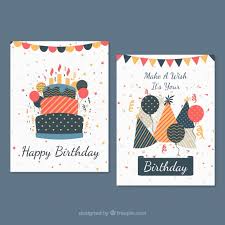Make a beautiful, personalized birthday card for your friends, family, and colleagues without spending a single penny or wasting a lot of time. Free Vector Two Birthday Cards In Flat Design