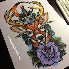 Tattoo Neotraditional Copicmarkers Deertattoo Traditional Tattoo Deer Traditional Tattoo Deer Tattoo Designs