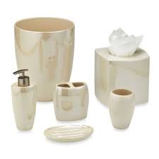 Style your bathroom in a way that makes you feel like you have just walked into a spa. Akoya Pearlized Ceramic Bathroom Accessories In Ivory Neutral Bathroom Decor Bathroom Accessories Bath Accessories Set
