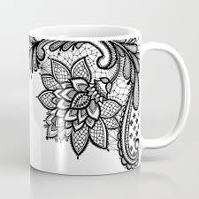 She opened stencil in 2017 to teach others to create diy projects that fit their home and lifestyle. Black Lace Home Decor Henna Flowers Black And White Decoration Coffee Mug By Lubo Society6