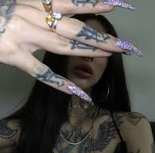 Acrylicnails Acrylic Tumblr Nails Tattoos Aesthetic Tattoo Bad Girl Aesthetic