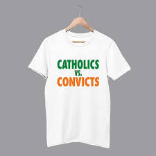 Miami football game, colloquially known as catholics vs. Catholics Vs Convicts T Shirt Offerchic