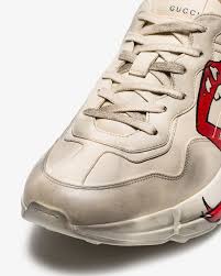 Gucci Rhyton Printed Distressed Leather Sneakers Red Lips Review
