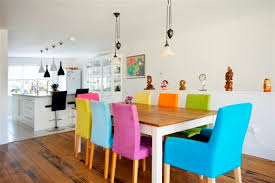 Deck out the dining room with rattan chairs to give. 25 Trendy Bright And Colorful Dining Area