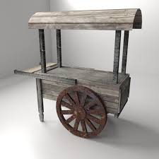 Old Food Cart 3d 3ds 3d Model Wooden Cart Food Cart Vendor Cart
