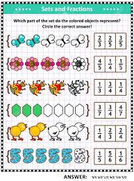 Math is important because it is used in everyday life. Math Puzzle Or Worksheet For Schoolchildren And Adults With Pictorial Fraction Representations By Sets Answer Included Royalty Free Cliparts Vectors And Stock Illustration Image 143072528