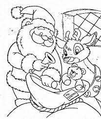 Printable coloring and activity pages are one way to keep the kids happy (or at least occupie. Santa Claus And Rudolph Picking Christmas Present For Kids Coloring Page Color Luna