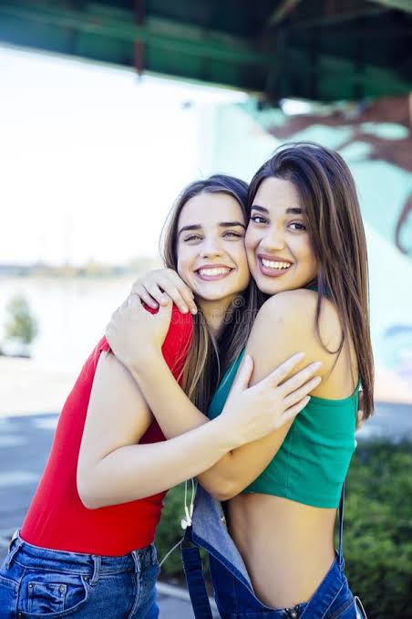 Two Best Female Friends Embracing Together Stock Photo - Image of girls,  friendship: 182573650