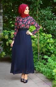 Tesettur Elbise 7122ym 05 Lacivert Kirmizi Muslim Women Fashion Muslim Women Dress Hijabi Fashion